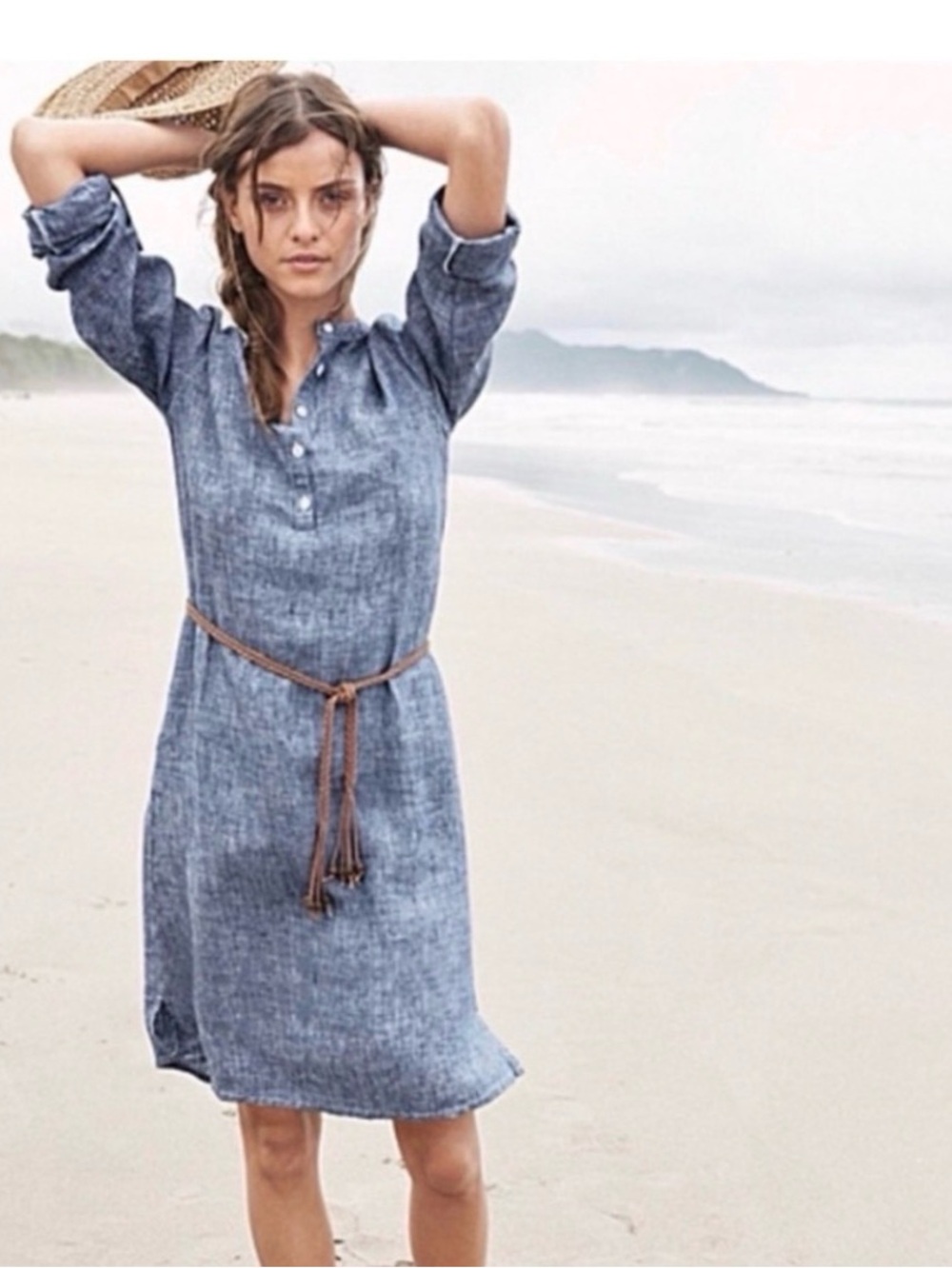 Garnet Hill Blue Long Sleeve Tunic Dress